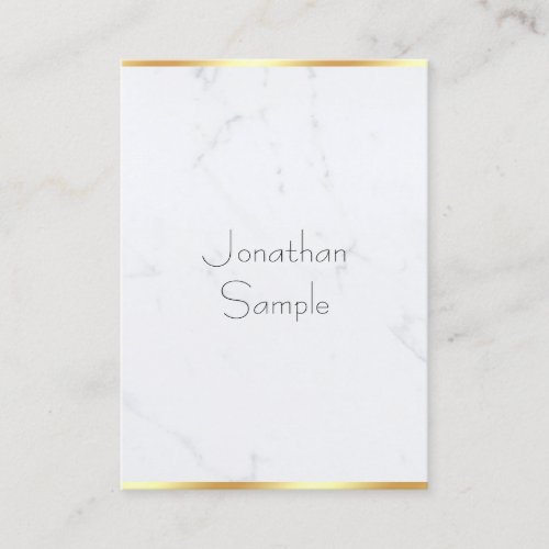 Trendy Modern Elegant Marble Gold Text Template Business Card