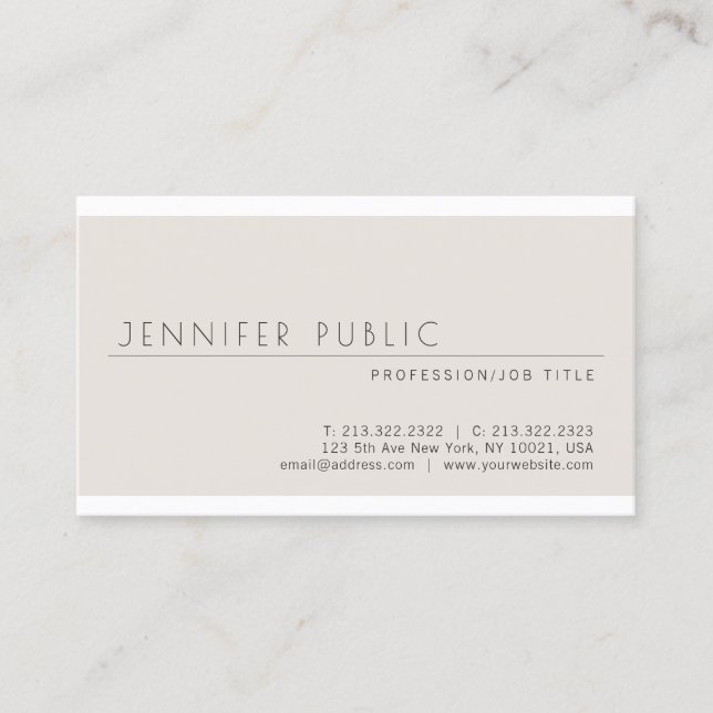 Trendy Modern Elegant Minimalist Plain Luxury Business Card (Front)