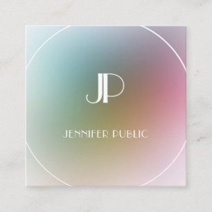 Trendy Modern Elegant Monogram Colorful Template Square Business Card