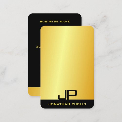 Trendy Modern Elegant Monogram Faux Gold Template Business Card