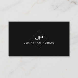 Trendy Modern Elegant Monogram Professional Black Business Card