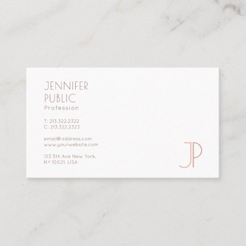 Trendy Modern Elegant Monogram Template Custom Business Card