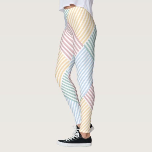 Trendy Modern Elegant Pink Rose Blue Green Yellow Leggings