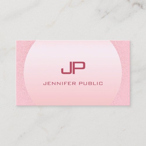 Trendy Modern Elegant Pink Rose Gold Monogram Business Card