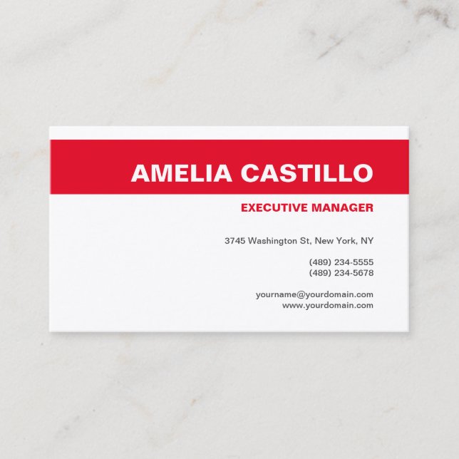 Trendy Modern Elegant Plain Premium Silk Red White Business Card (Front)