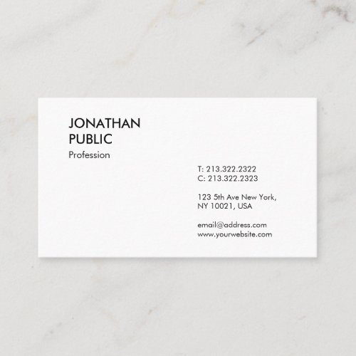 Trendy Modern Elegant Professional Simple Template Business Card
