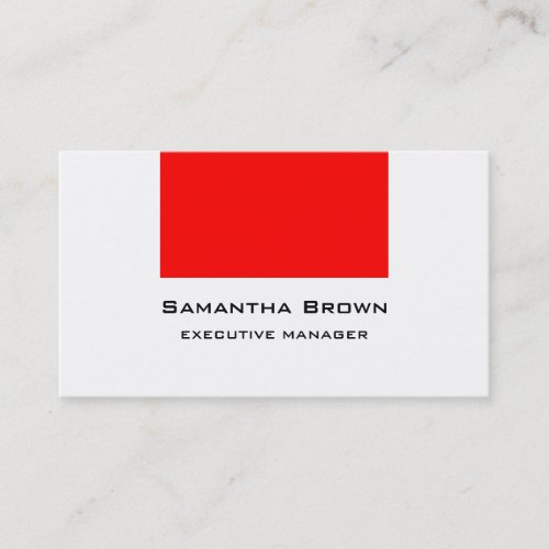 Trendy Modern Elegant Red White Manager Business Card