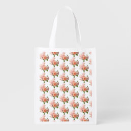 Trendy Modern Elegant Roses Design Template Grocery Bag