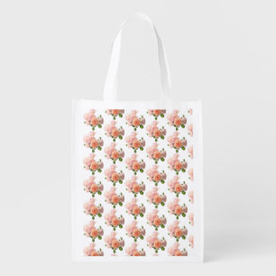 Trendy Modern Elegant Roses Design Template Grocery Bag