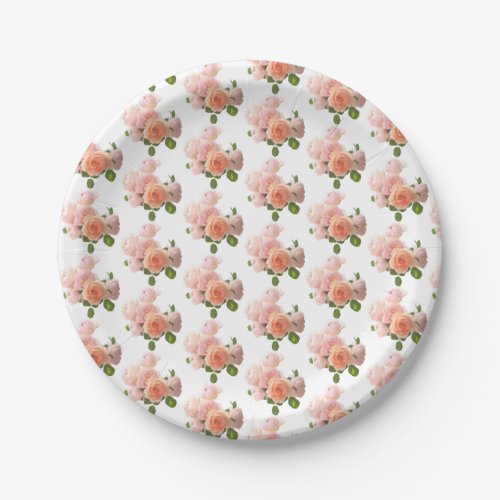 Trendy Modern Elegant Roses Design Template Paper Plates