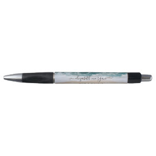Trendy Modern Elegant Script Aqua Green Blue Name  Pen