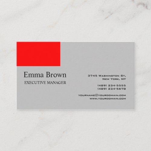 Trendy Modern Elegant Silver Grey Red Plaiin Business Card