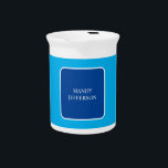 Trendy Modern Elegant Simple Blue Add Your Name Beverage Pitcher<br><div class="desc">Trendy Modern Customize Professional Simple Design.</div>