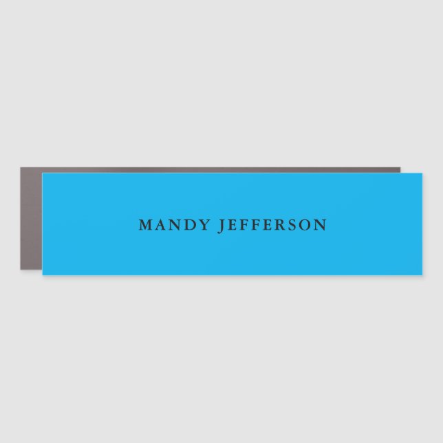 Trendy Modern Elegant Simple Blue Add Your Name Car Magnet (Front)
