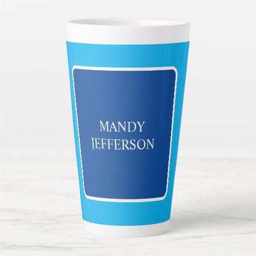 Trendy Modern Elegant Simple Blue Add Your Name Latte Mug