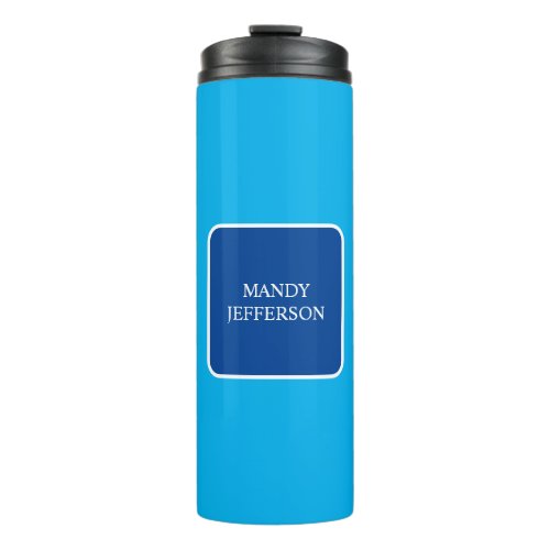 Trendy Modern Elegant Simple Blue Add Your Name Thermal Tumbler