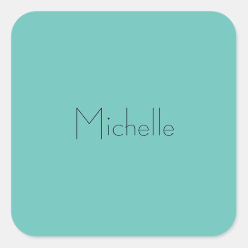 Trendy Modern Elegant Simple Blue White Square Sticker