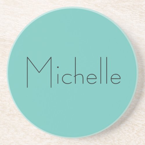 Trendy Modern Elegant Simple Blue Your Name Coaster