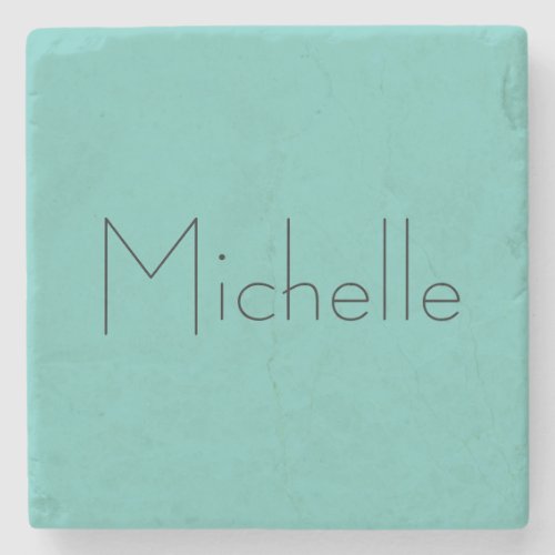 Trendy Modern Elegant Simple Blue Your Name Stone Coaster