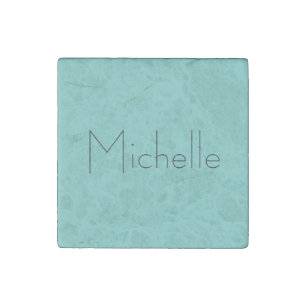 Trendy Modern Elegant Simple Blue Your Name Stone Magnet