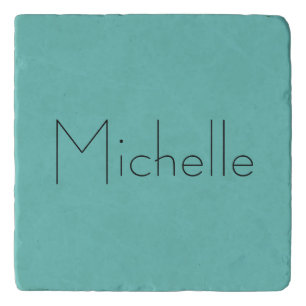 Trendy Modern Elegant Simple Blue Your Name Trivet