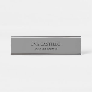 Trendy Modern Elegant Simple Manager Premium Grey Desk Name Plate