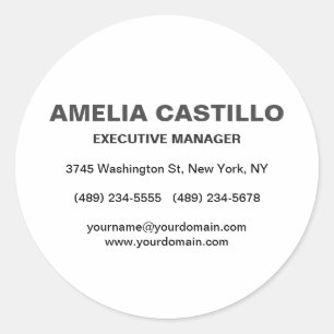 Trendy Modern Elegant Simple Minimalist Classic Round Sticker