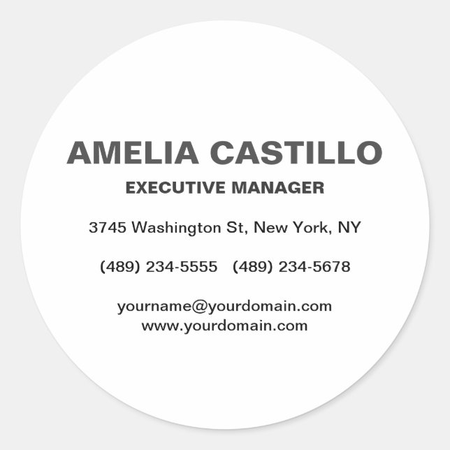 Trendy Modern Elegant Simple Minimalist Classic Round Sticker (Front)