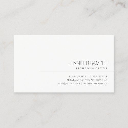 Trendy Modern Elegant Simple Professional Plain Business Card