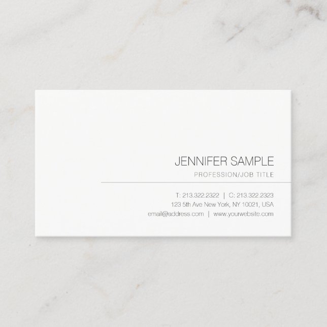 Trendy Modern Elegant Simple Professional Plain Business Card (Front)