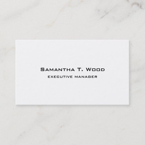 Trendy Modern Elegant Simple White Manager Business Card
