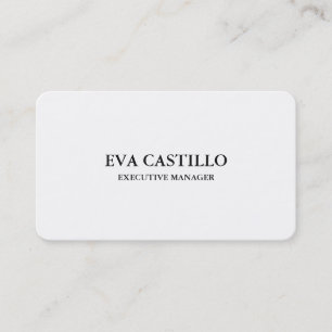 Trendy Modern Elegant Simple White Manager Business Card