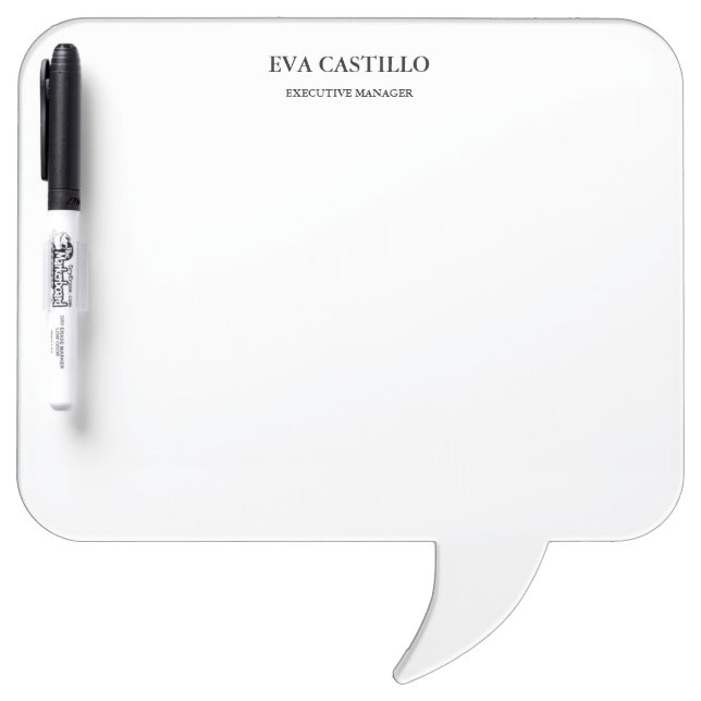 Trendy Modern Elegant Simple White Manager Dry Erase Board (Front)