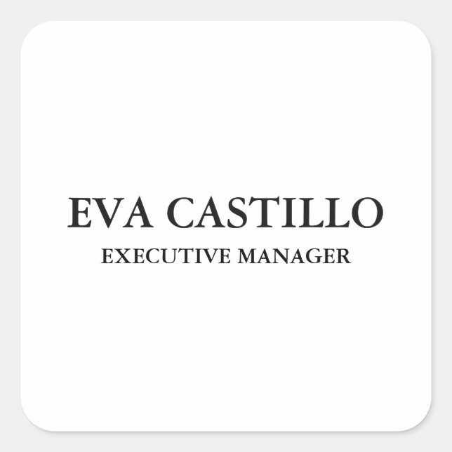 Trendy Modern Elegant Simple White Manager Square Sticker (Front)