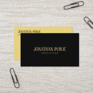 Trendy Modern Elegant Sleek Template Black & Gold Business Card
