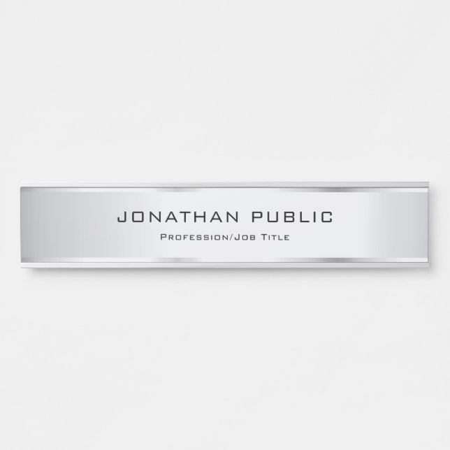 Trendy Modern Elegant Template Glamour Silver Door Sign (Front)