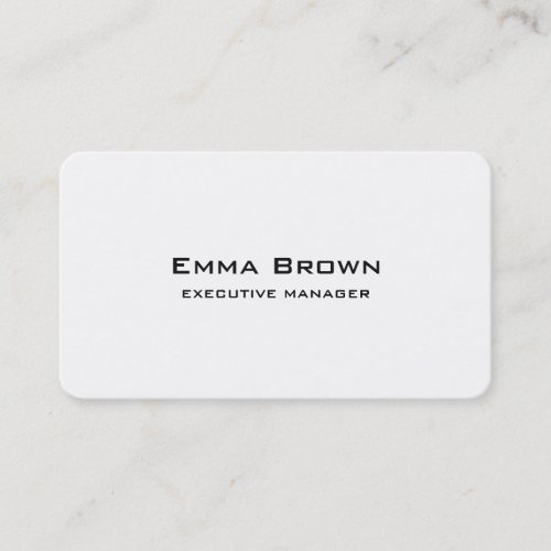 Trendy Modern Elegant White Executive Manager Business Card
