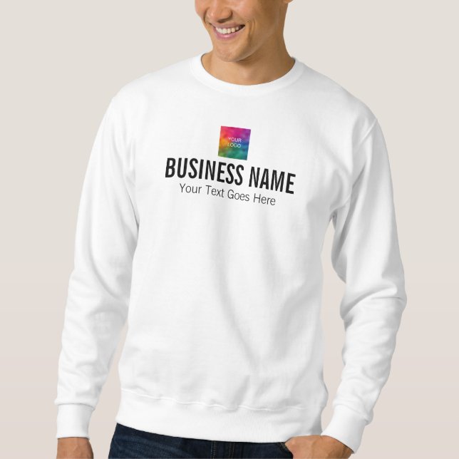 Trendy Modern Elegant White Mens Your Logo Here Sweatshirt (Front)