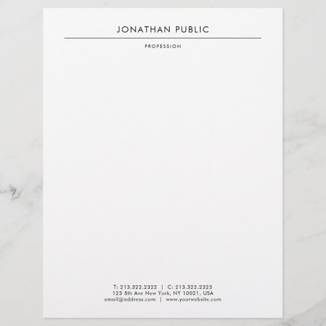 Trendy Modern Elegant White Minimalist Template Letterhead (Front)