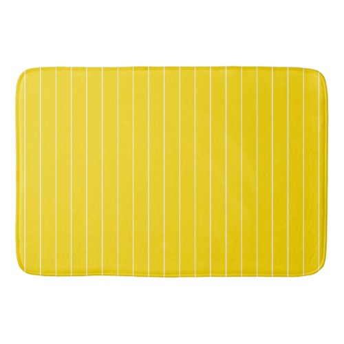 Trendy Modern Elegant Yellow White Striped Bath Mat