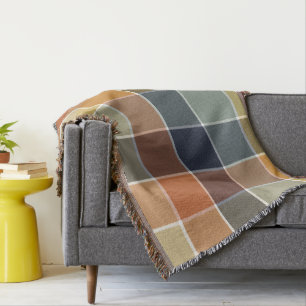 Trendy Modern Fall Color Block Throw Blanket