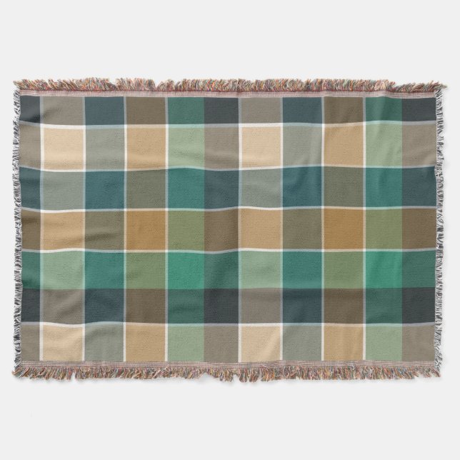 Trendy Modern Fall Color Block Throw Blanket (Front)
