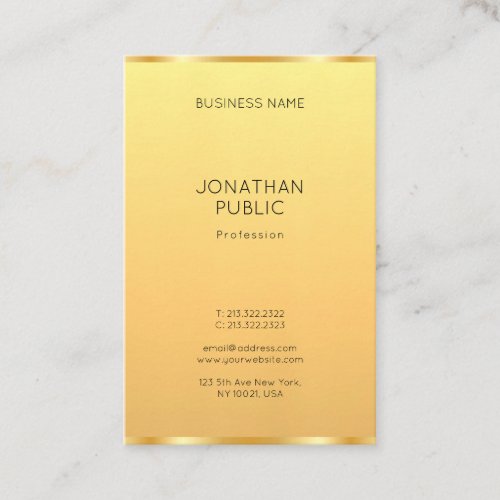 Trendy Modern Faux Gold Elegant Simple Template Business Card