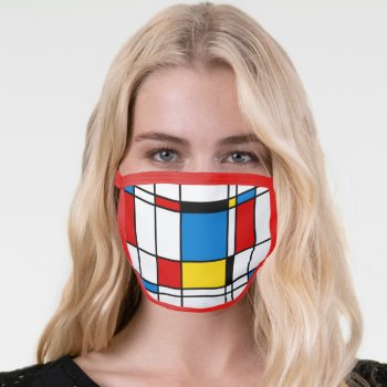 Trendy Modern Fine Art Mondrian Inspired Face Mask by idesigncafe at Zazzle