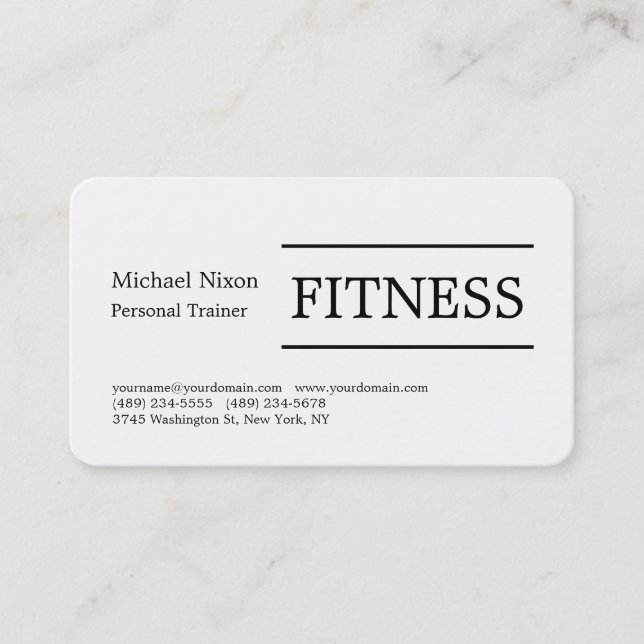 Trendy Modern Fitness Sport Professional Trainer Business Card (Front)