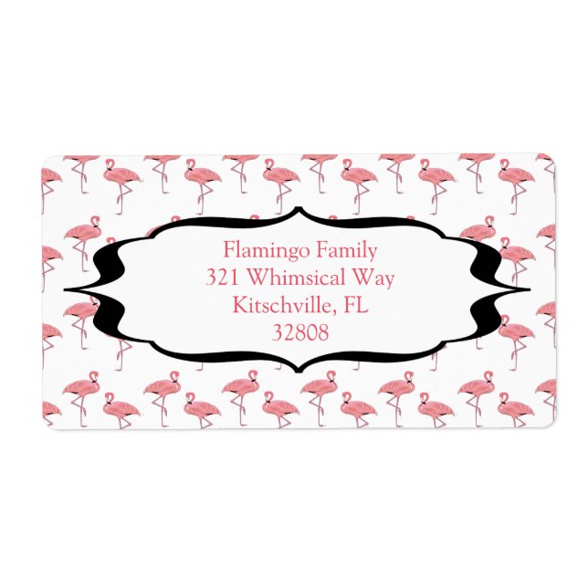Trendy Modern Flamingo Pattern Label (Front)