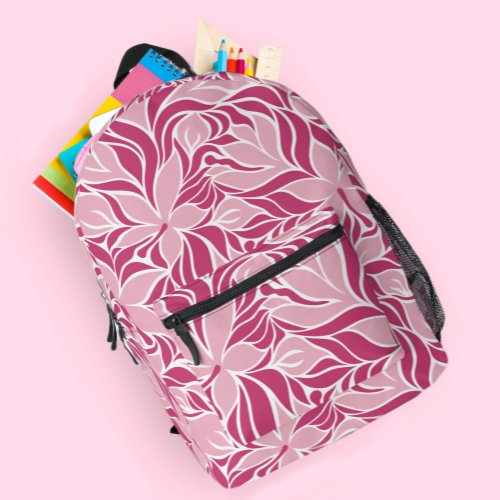 Trendy Modern Floral Pattern Flowers Girly Pink Printed Backpack