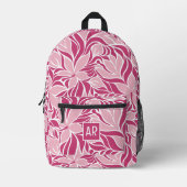 Trendy Modern Floral Pattern Monogram Cool Pink   Printed Backpack (Front)