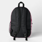Trendy Modern Floral Pattern Monogram Cool Pink   Printed Backpack (Back)