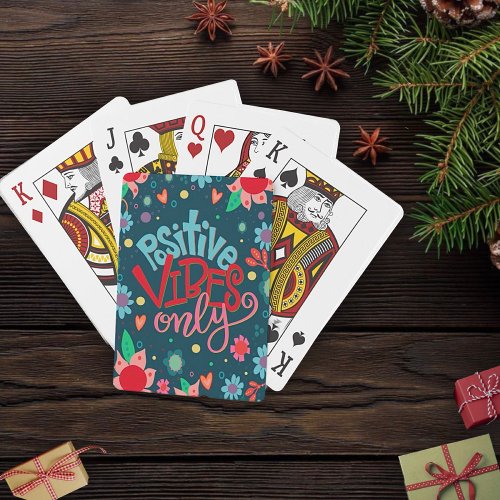Trendy Modern Fun Positive Vibes Floral  Playing Cards